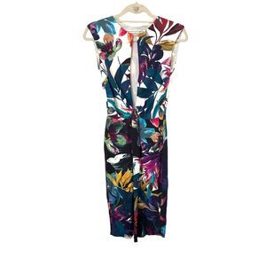 FRANCESCO SCOGNAMIGLIO Floral Waterecolor Italian Knee-Length‎ Dress Sz4